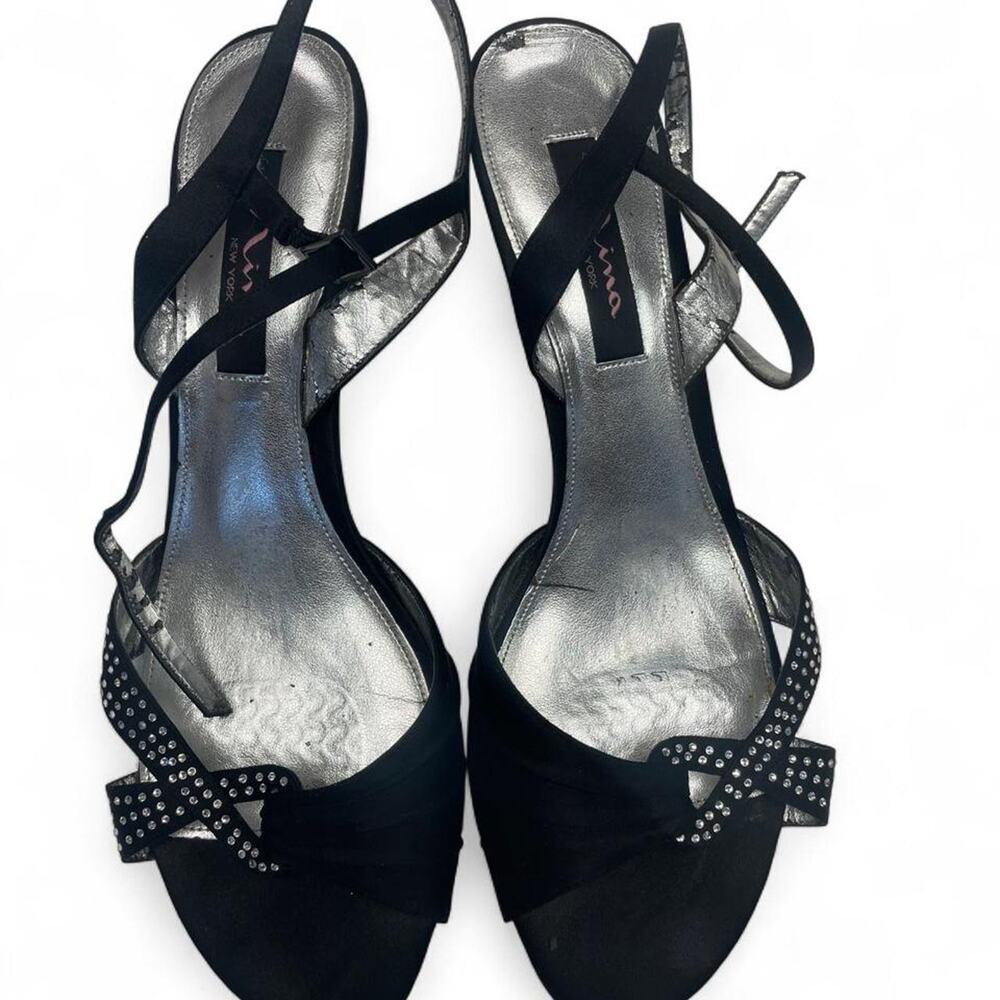 Black studded heels with silver